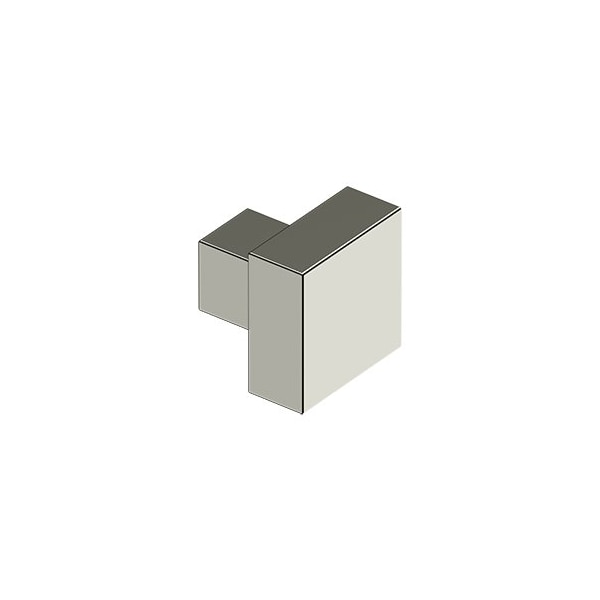 MODERN SQUARE KNOB, 1-1/4 x 1-1/4, SOLID BRASS in Polished Nickel